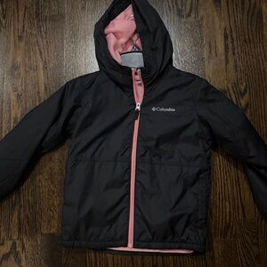 Girls Columbia Black Jacket with Pink Lining and Trim new without tag size 5